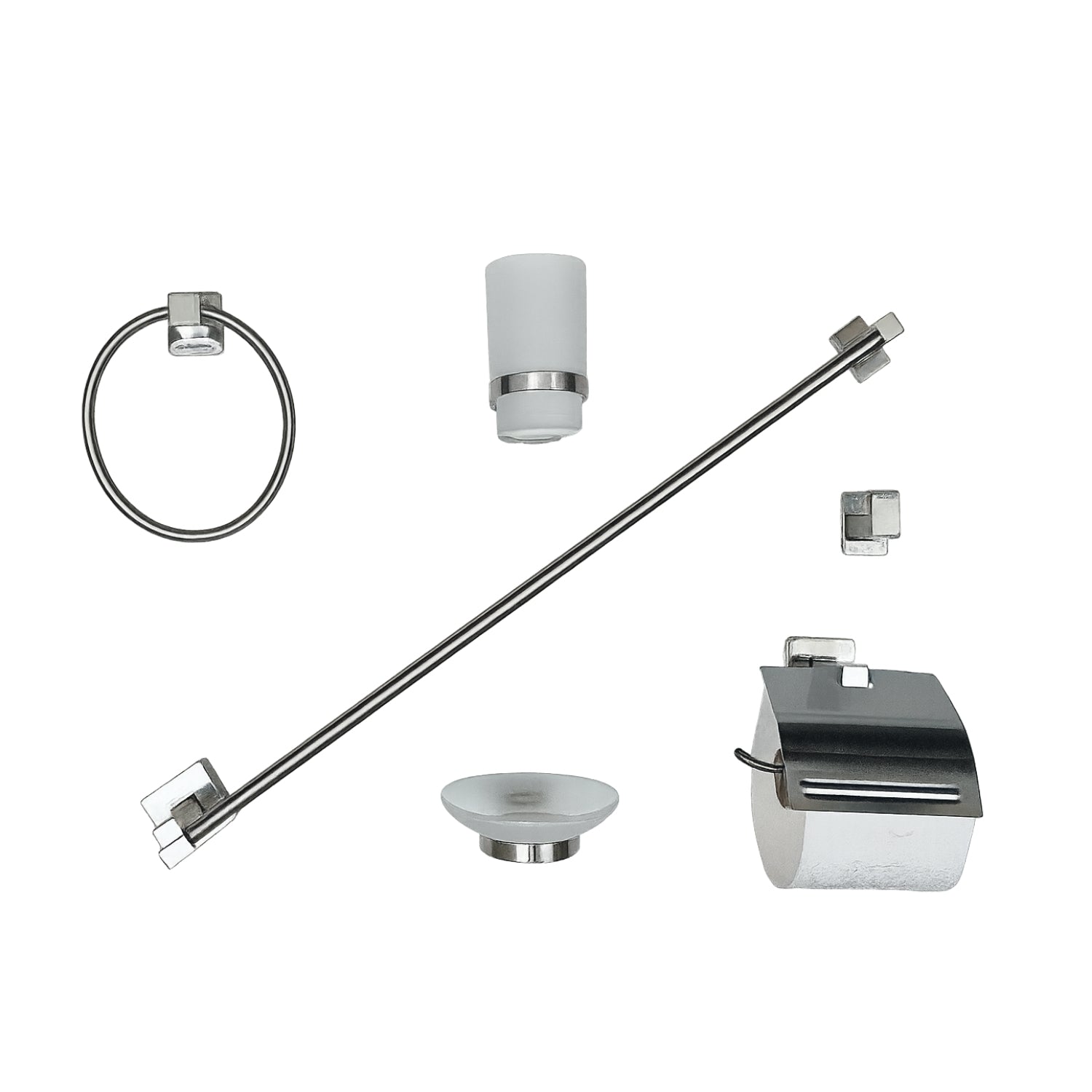 ACCESORIO DE BAÑO SATINADO DE 6 PIEZAS