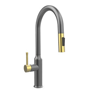 MONOMANDO FREGADERO EXTRAIBLE *A/INOX GUNMETAL Y DORADO. SERIE TOP