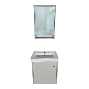 SET-2: MUEBLE *MELAMINA* PARA BAÑO  DE 50X36X52 CM GRIS CON BOTIQUIN 40X60X12