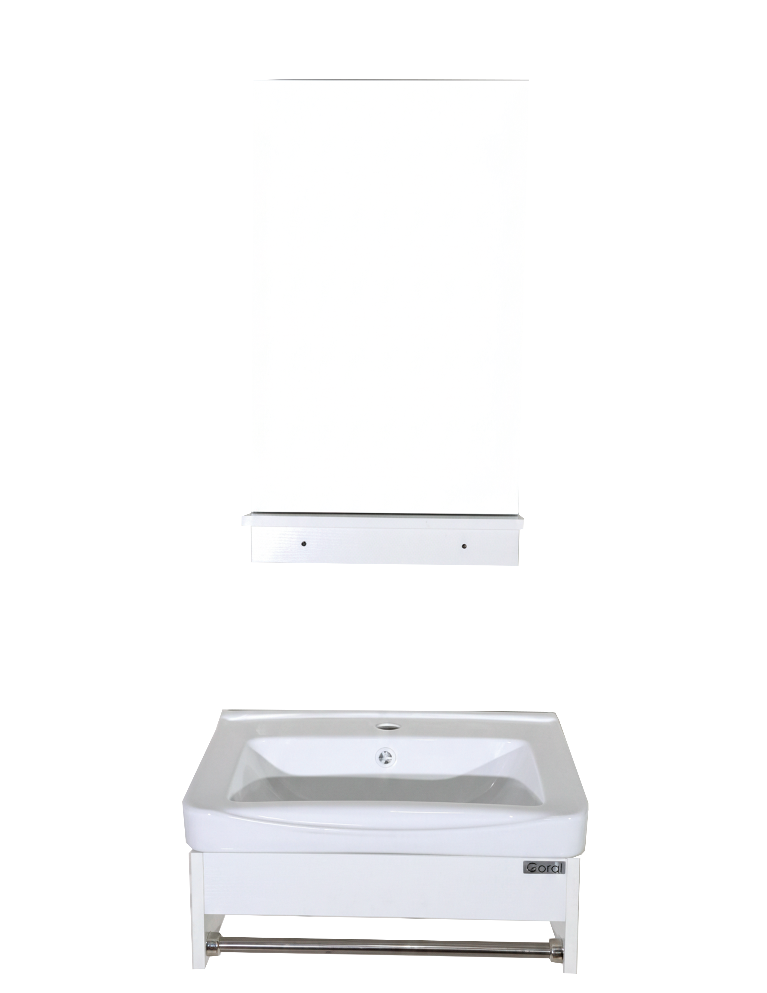 SET-1: MUEBLE DE BAÑO *MELAMINA* 50CM BLANCO CON PORTA TOALLA 50X36X22  ESPEJO Y REPISA  40X68
