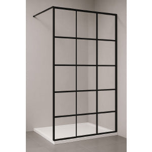 MAMPARA CON MARCO DE CUADROS NEGRO MATE 90CM (ALTURA 1.90M) 8MM