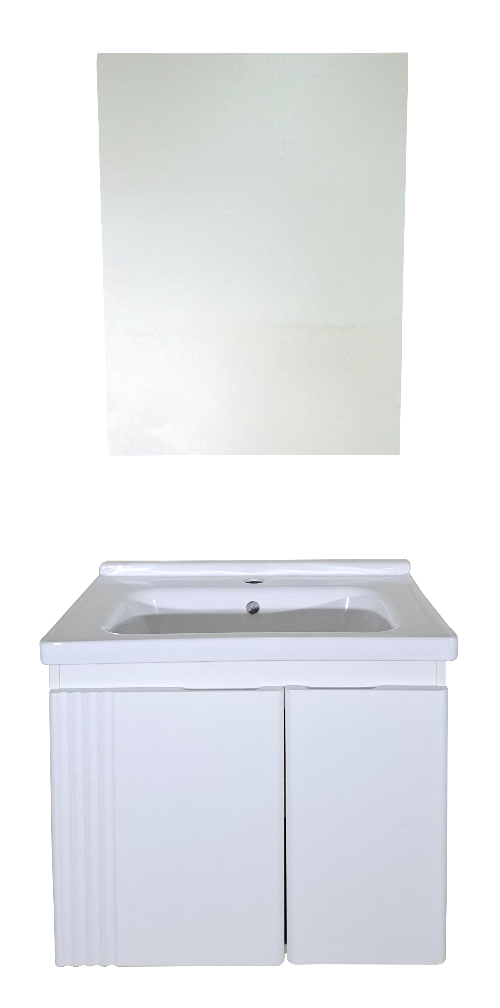 SET-3: MUEBLE DE BAÑO*MELAMINA* BLANCO PUERTA PINTADA AL HORNO Y BOTIQUIN CON ESPEJO LED