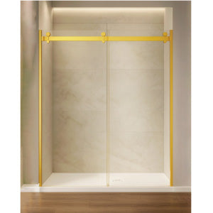 MAMPARA CORREDIZA 2 HOJAS TRANSPARENTE CON LATERALES KIT DORADO  (ALTURA 1.90M) 10MM