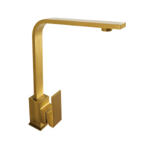 MONOMANDO DE FREGADERO CUADRADO DORADO MATE CUELLO PLOMO 33X22