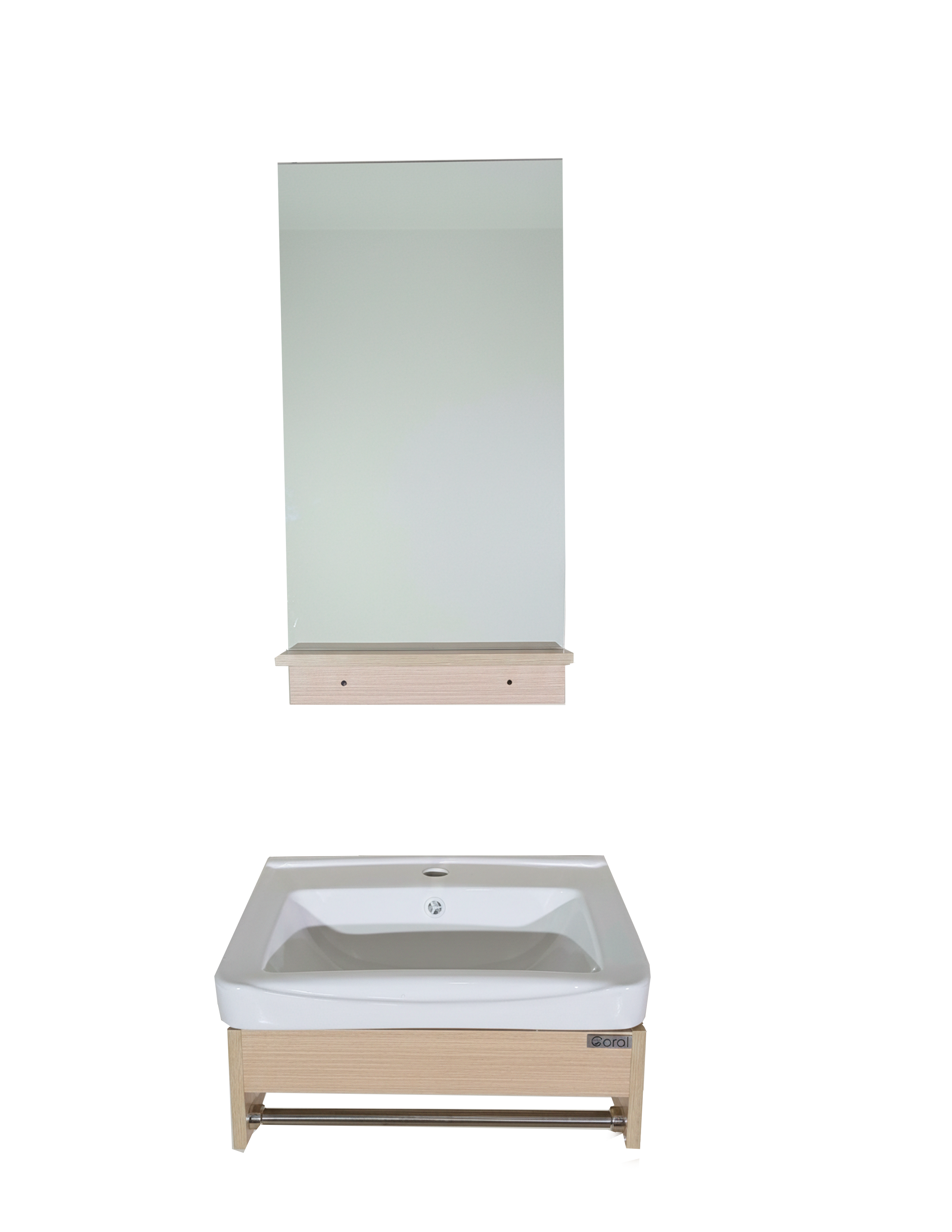 SET-1: MUEBLE DE BAÑO *MELAMINA* 50CM COLOR MADERA CON PORTA TOALLA 50X36X22  ESPEJO Y REPISA  40X68