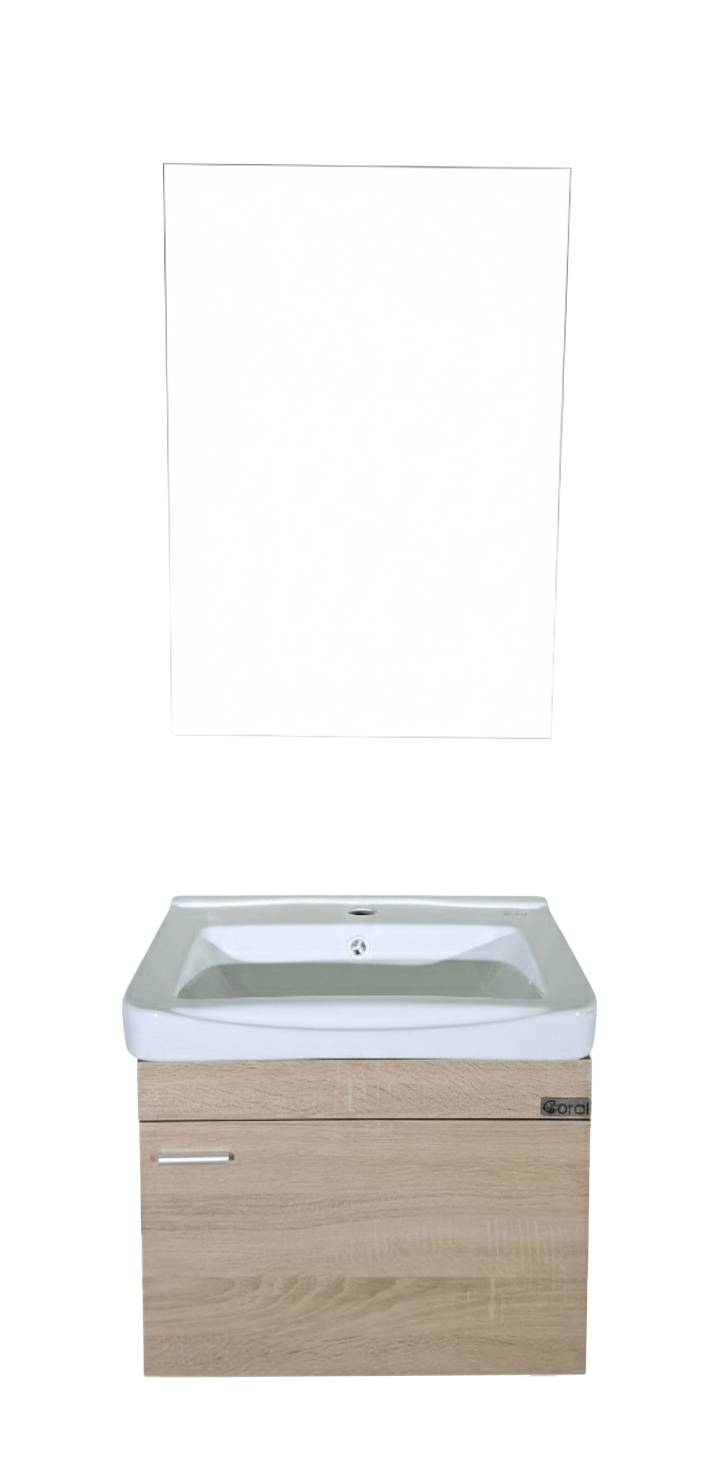 SET-2: MUEBLE DE BAÑO PREMIUM *MELAMINA*  COLOR BEIGE 51X36X41 CM CON ESPEJO 50X70 CM