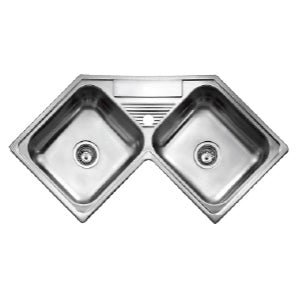 FREGADERO ESQUINERO DOBLE   33" x  33" x  6"  1 HUECO (INCLUYE 1 BOQUILLA CON REBOSADERO)