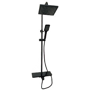 COLUMNA DE DUCHA NEGRA CUADRADA CON PANEL LED