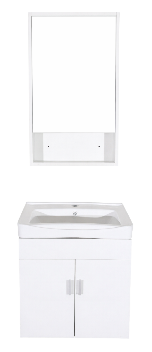 SET-3: MUEBLE *MELAMINA* PARA BAÑO 50X35X50 COLOR BLANCO CON BOTIQUIN 40X65X11.5
