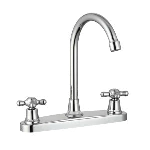 MEZCLADORA FREGADERO 8" CUELLO CISNE  DROP  CIERRE 1/4  ABS CROMADO