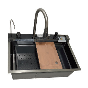 FREGADERO MULTIFUNCIOINAL NEGRO CON PANEL LED