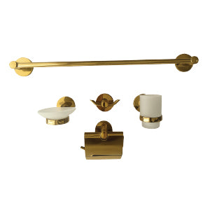 ACCESORIO DE BAÑO 5 PIEZAS DORADO BRILLANTE
