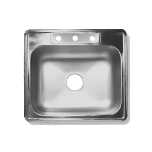FREGADERO SENCILLO 25" x 22" x 6"  ACERO INOXIDABLE  3 HUECOS
