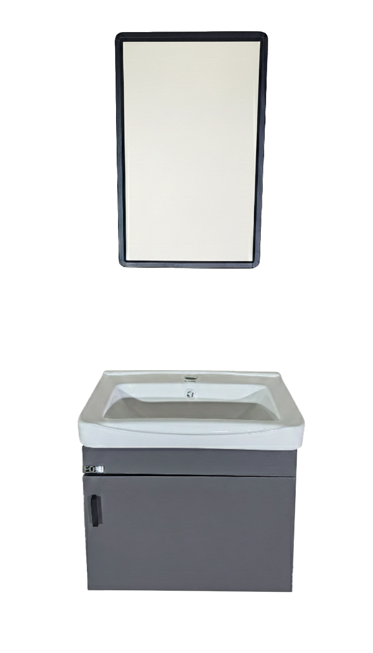 SET-2: MUEBLE *MELAMINA DE 51X36X42 COLOR GRIS CON ESPEJO 40X60